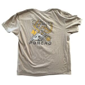 Poncho Outdoors Graphic Tee Men M Tan Hunting Skull Antlers Texas Rustic Country